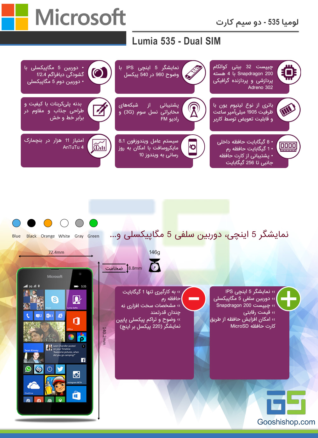 اینفوگرافیک مایکروسافت لومیا 535