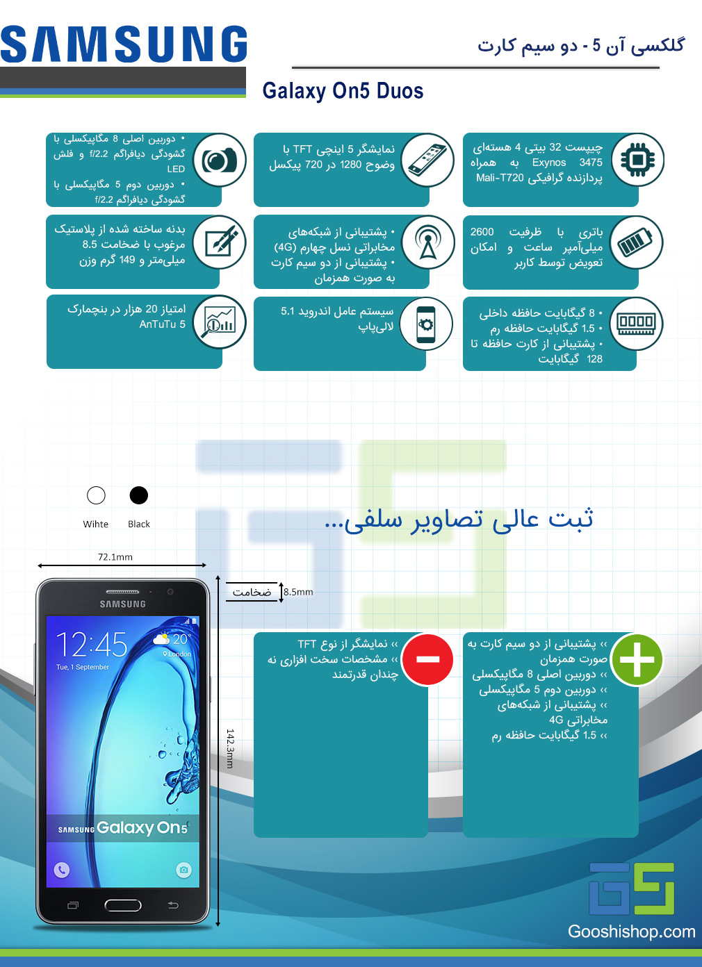اینفوگرافی سامسونگ گلکسی آن 5 