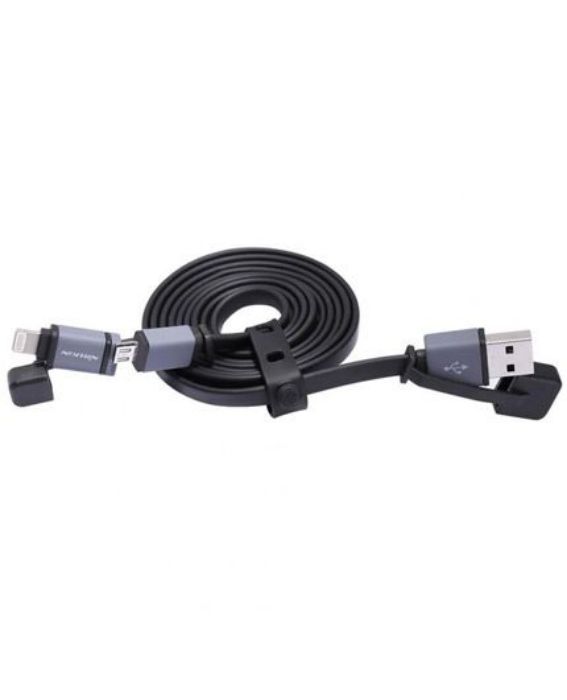 تصویر  کابل شارژ و انتقال اطلاعات یو اس بی (لایتنینگ) 2 در 1 نیلکین برای آیفون، آیپد و گوشی‌های اندرویدی