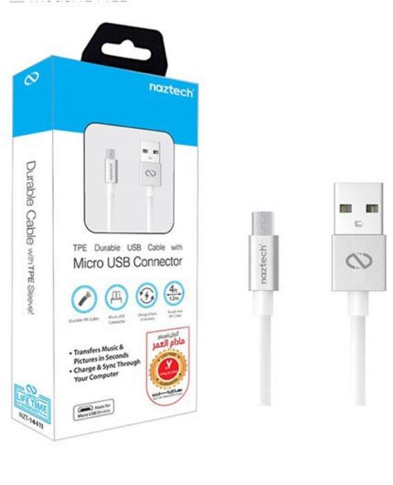 تصویر  کابل اتصال میکرو یو اس بی نزتک برای شارژ و انتقال اطلاعات گوشی‌ های اندرویدی - 1.2 متر