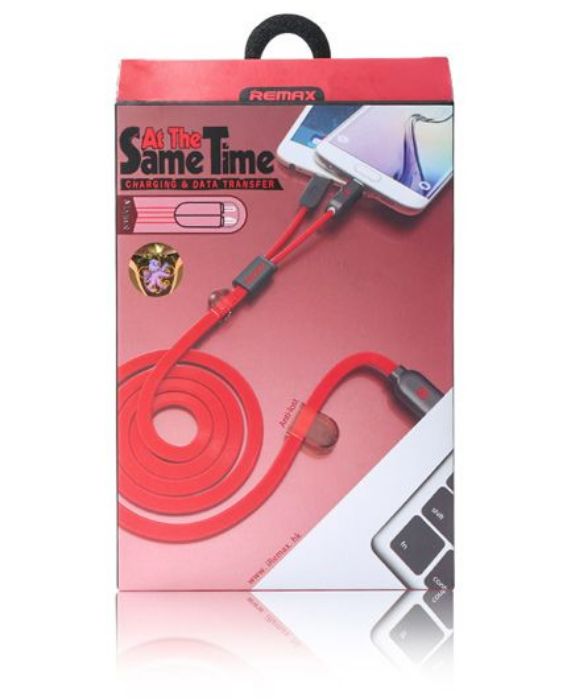 تصویر  کابل شارژ و انتقال اطلاعات 2 در 1 آهن ربایی، یو اس بی به میکرو یو اس بی و لایتنینگ ریمکس برای آیفون، آیپد و گوشی‌های اندرویدی