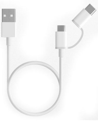 تصویر  کابل شارژ و انتقال اطلاعات یو اس بی به میکرو یو اس بی و تایپ سی 2 در 1 شیائومی برای گوشی‌های اندرویدی - 1 متر