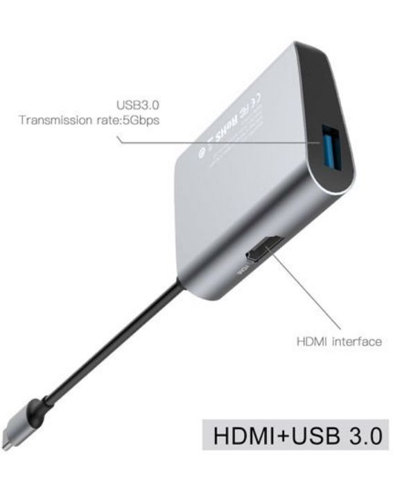 تصویر  هاب تبدیل USB Type-C به USB 3.0 و HDMI بیسوس مدل BS-UC22