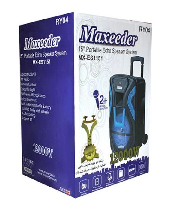 تصویر  اسپیکر چمدانی مکسیدر مدل MX-ES1151 RY04