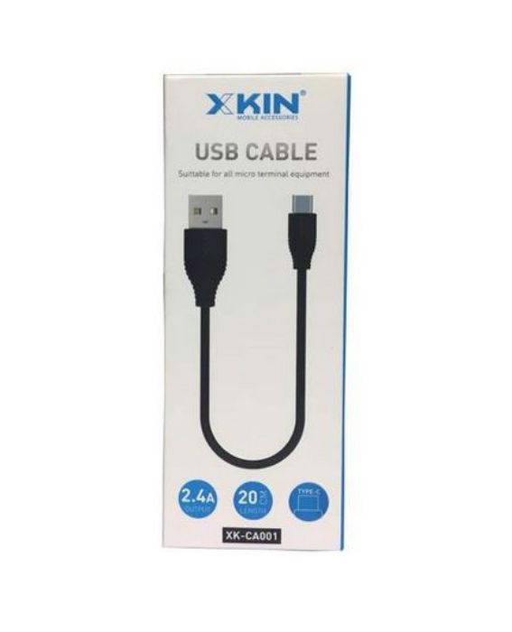 تصویر  کابل 20 سانتیمتری شارژ و انتقال اطلاعات USB 2.0 به تایپ سی ایکس کین