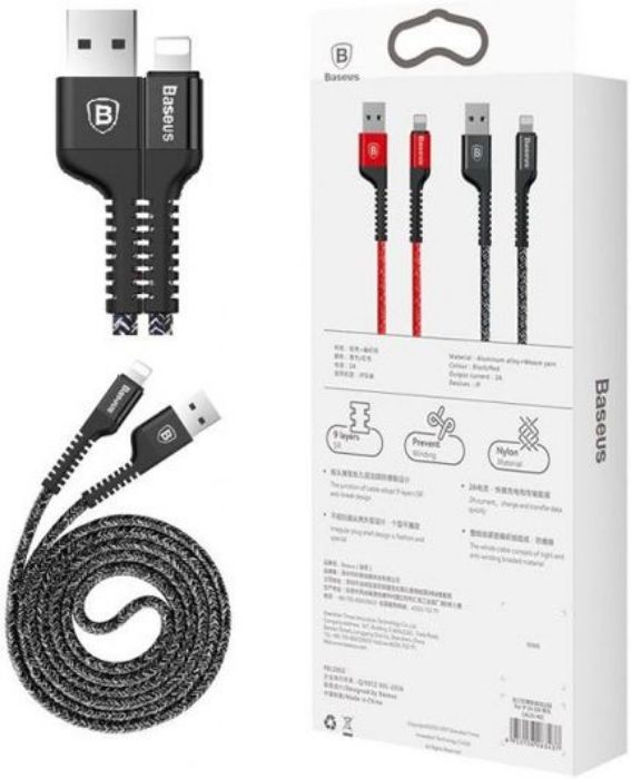 تصویر  کابل 1.5 متری شارژ و انتقال اطلاعات USB به Lightning باسئوس مدل Anti-break