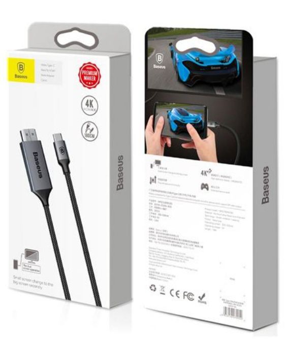 تصویر  کابل 1.8 متری تبدیل USB Type-C به HDMI باسئوس