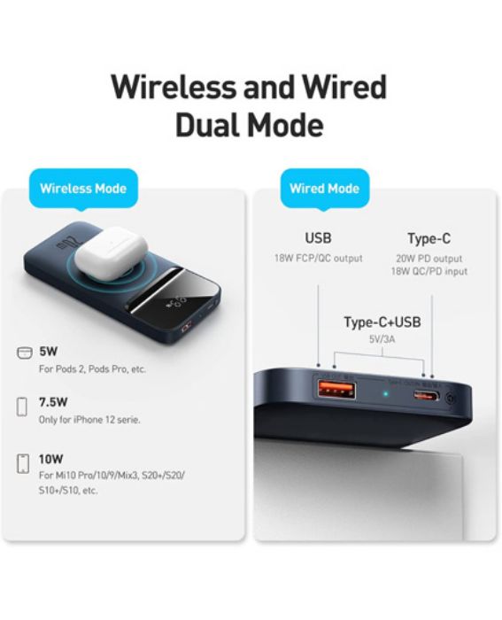 تصویر  پاوربانک باسئوس مدل MagSafe ظرفیت 10000 میلی آمپر ساعت