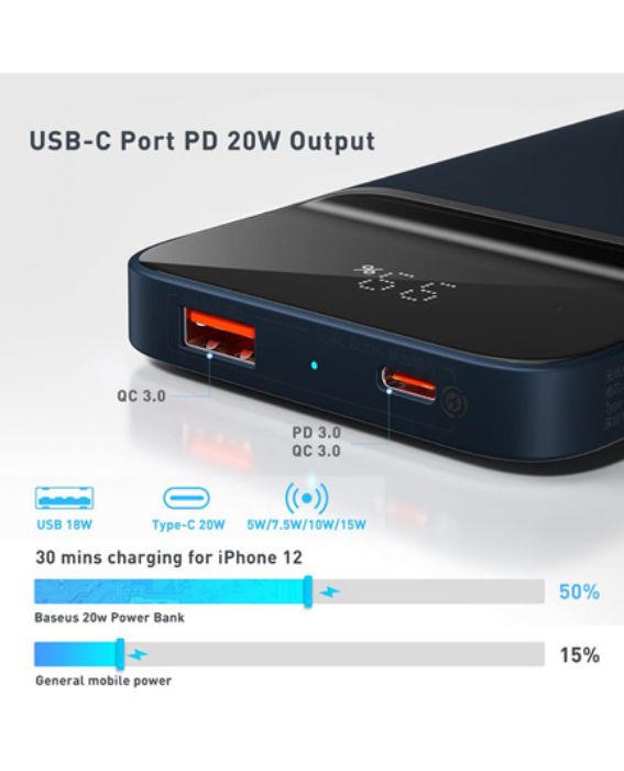 تصویر  پاوربانک باسئوس مدل MagSafe ظرفیت 10000 میلی آمپر ساعت
