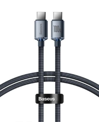 تصویر  کابل شارژ USB-C به USB-C باسئوس 1.2 متر کریستال 100 واتی مدل cajy000601