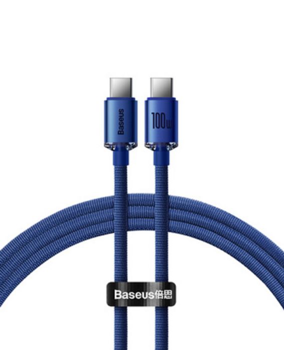 تصویر  کابل شارژ USB-C به USB-C باسئوس 1.2 متر کریستال شاین 100 واتی مدل cajy000603