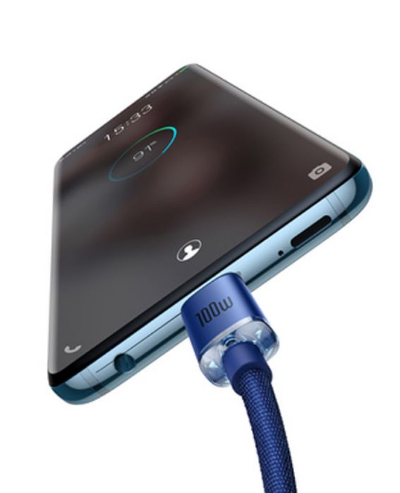 تصویر  کابل شارژ USB-C به USB-C باسئوس 1.2 متر کریستال شاین 100 واتی مدل cajy000603