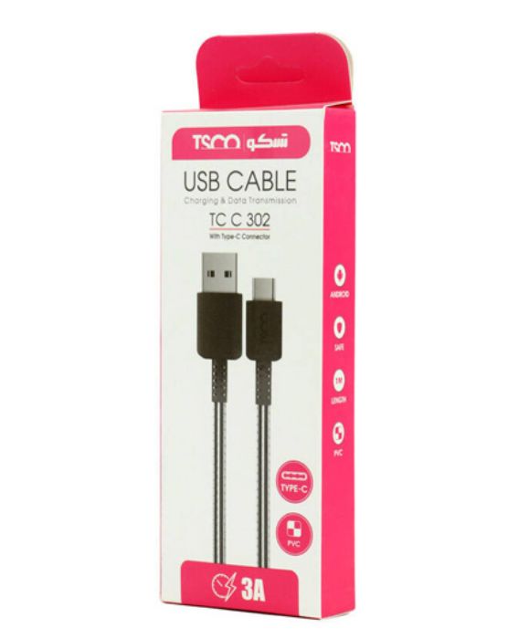 تصویر  کابل شارژ USB به USB-C تسکو 1 متر مدل TC C302