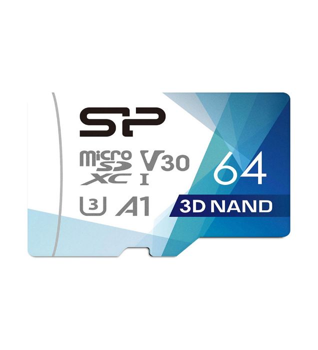 تصویر  کارت حافظه 64 گیگابایت سیلیکون پاور microSDXC مدل U3 superior pro با سرعت 100 مگابایت در ثانیه به همراه آداپتور تبدیل