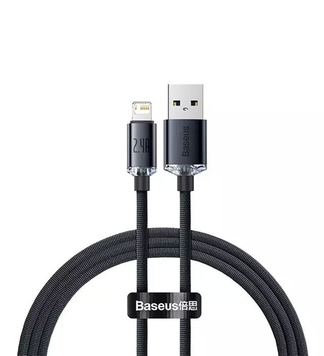 تصویر  کابل 2 متری شارژ USB به Lightning باسئوس مدل Crystal Shine Series CAJY0001