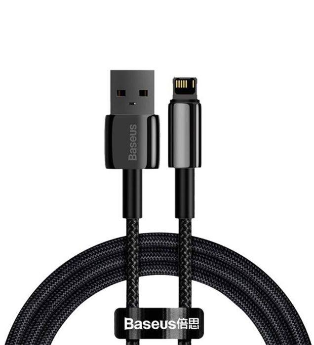 تصویر  کابل 1 متری شارژ USB به Lightning باسئوس مدل Tungsten Gold Fast Charging CALWJ-01