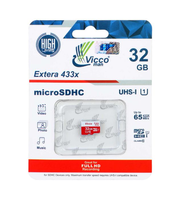تصویر  کارت حافظه 32 گیگابایت ویکومن اکسترا microSDXC کلاس 10 با سرعت 65 مگابایت در ثانیه