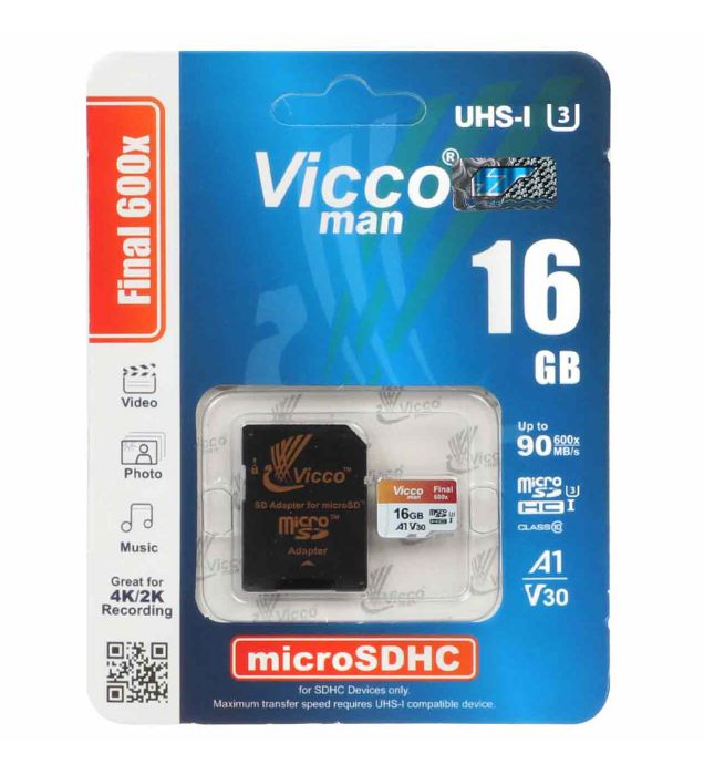 تصویر  کارت حافظه 16 گیگابایت ویکومن فاینال microSDXC کلاس 10 با سرعت 90 مگابایت در ثانیه به همراه آداپتور تبدیل