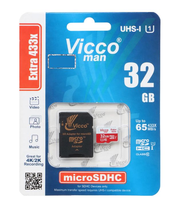 تصویر  کارت حافظه 32 گیگابایت ویکومن اکسترا microSDHC کلاس 10 با سرعت 65 مگابایت در ثانیه به همراه آداپتور تبدیل