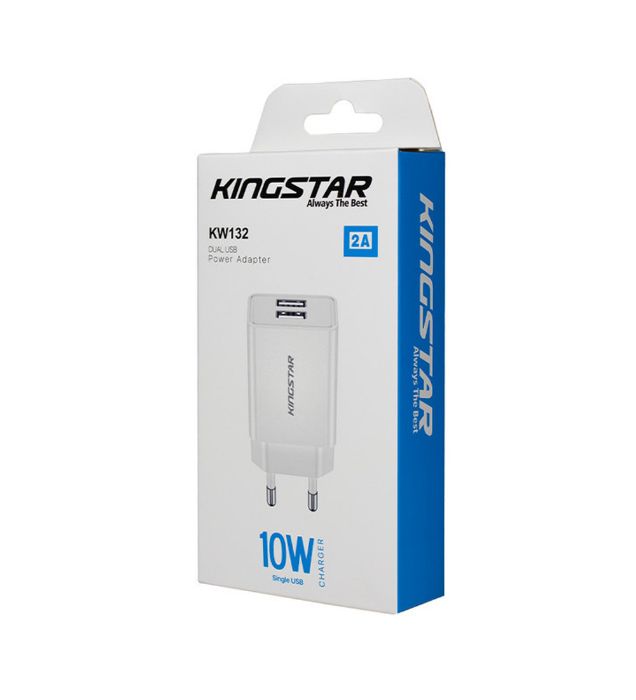 تصویر  شارژر دیواری کینگ استار مدل KW132 (دو پورت)
