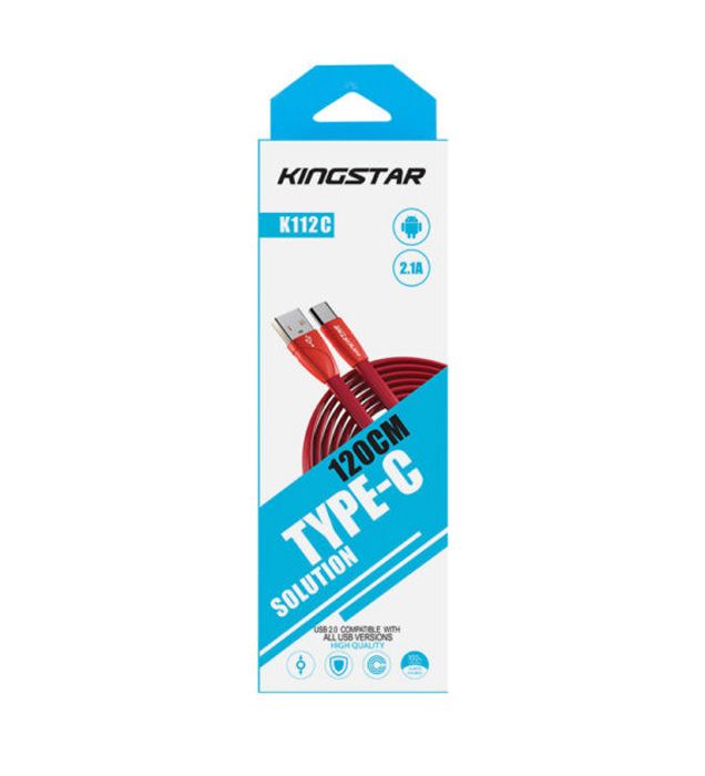 تصویر  کابل شارژ USB به USB Type-C کینگ استار 1.2 متر مدل K112C