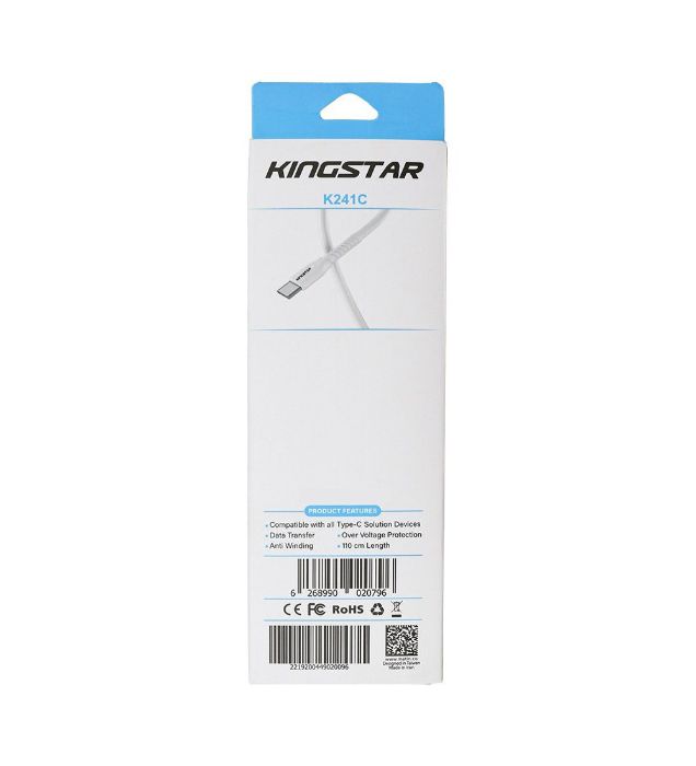تصویر  کابل شارژ USB Type-C به USB Type-C کینگ استار 1.1 متر مدل K241C