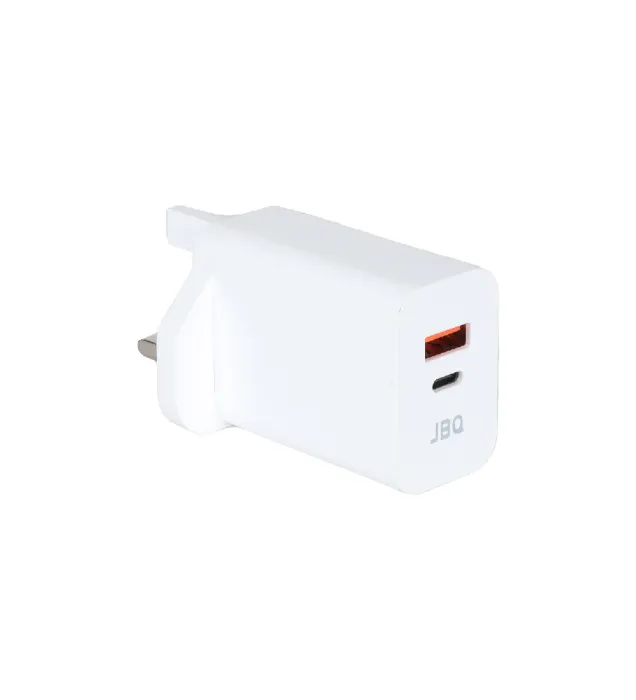 تصویر  شارژر دیواری جی بی کیو 30 وات مدل HC-30w با کابل شارژ آیفون (دو پورت)