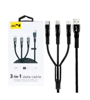 تصویر  کابل شارژ 1.5 متری فست سه کاره جی بی کیو مدل DT-U33