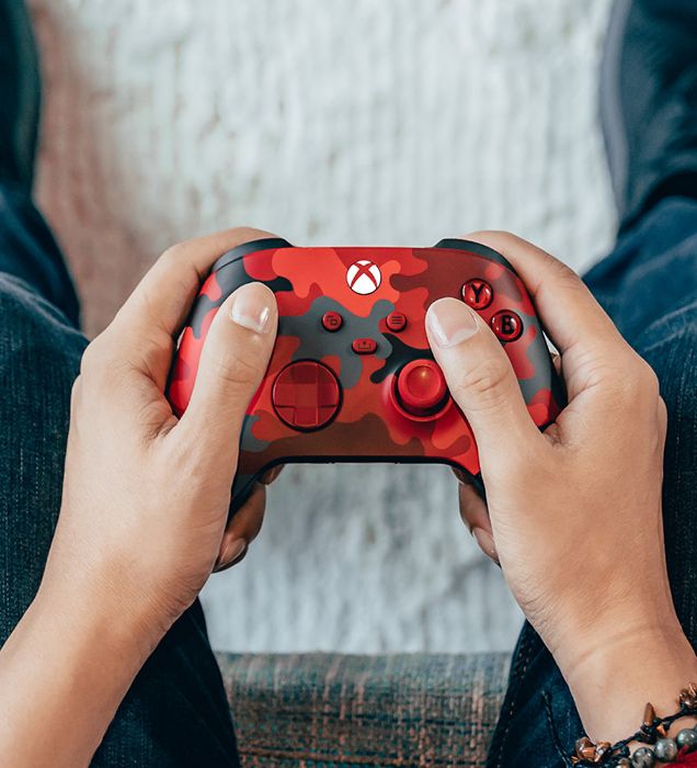 تصویر  دسته بازی (کنترلر) کنسول مایکروسافت ایکس باکس مناسب Xbox Series S-X - قرمز ارتشی (کامو ادیشن)