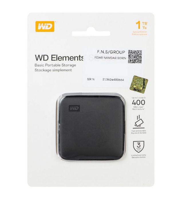 تصویر  هارد SSD اکسترنال وسترن دیجیتال مدل Elements SE ظرفیت 1 ترابایت