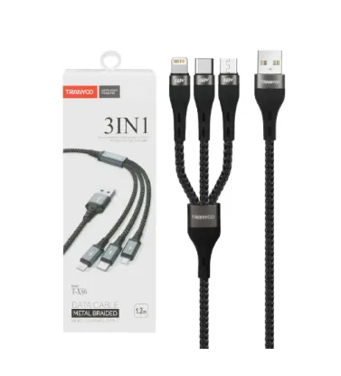 تصویر  کابل شارژ فست 1.2 متری ترانیو مدل T-XS6