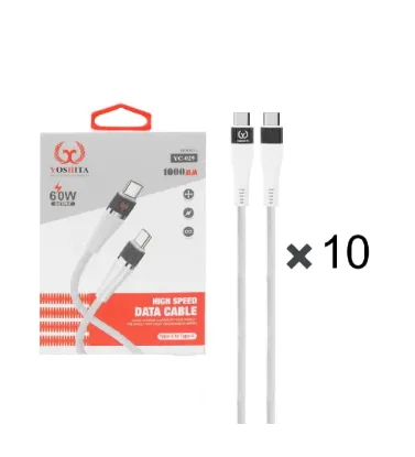 تصویر  پک 10 عددی کابل شارژ فست یوشیتا Type-C To Type-Cمدل YC-026