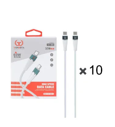 تصویر  پک 10 عددی کابل شارژ فست یوشیتا Type-C To Type-Cمدل YC-028