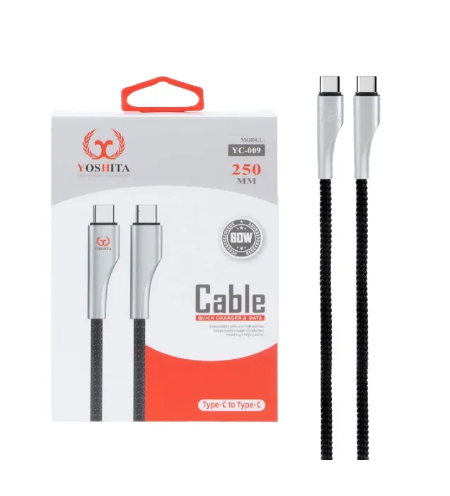 تصویر  کابل شارژ فست پاوربانک یوشیتا Type-C To Type-C مدل YC-009