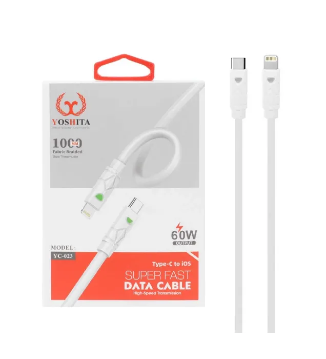 تصویر  کابل شارژ فست یوشیتا Type-C To Lightning مدل YC-023