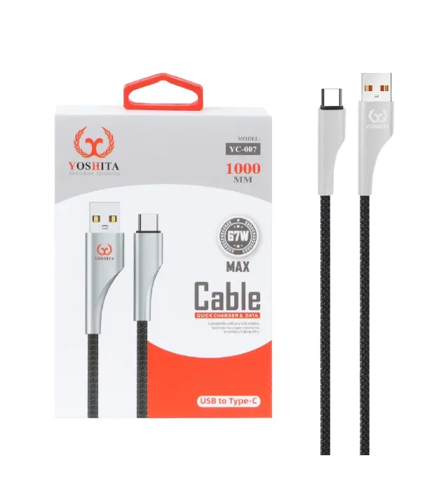 تصویر  کابل شارژ فست Type-C یوشیتا مدل YC-007