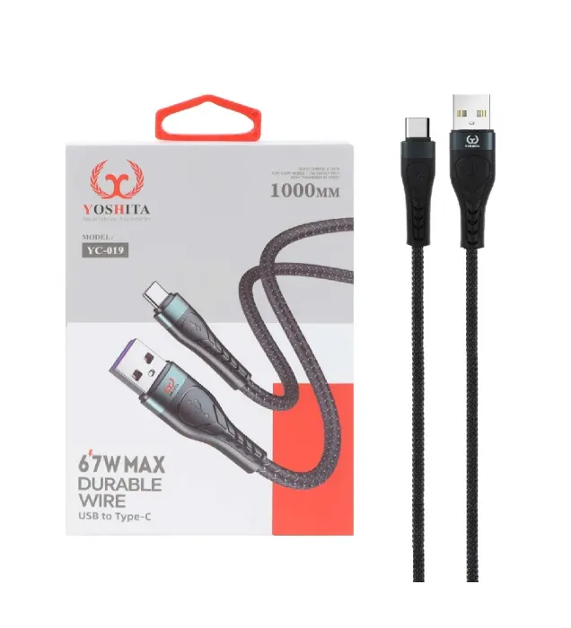 تصویر  کابل شارژ فست Type-C یوشیتا مدل YC-019
