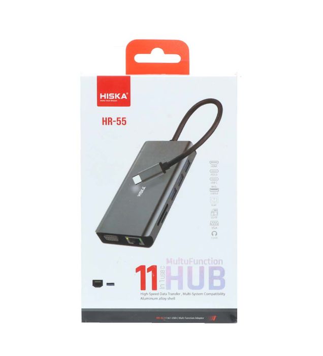 تصویر  هاب 11 پورت Type-C هیسکا مدل HR-55
