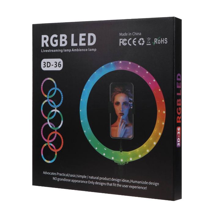 تصویر  رینگ لایت RGB مدل 3D-36 (بدون پایه)