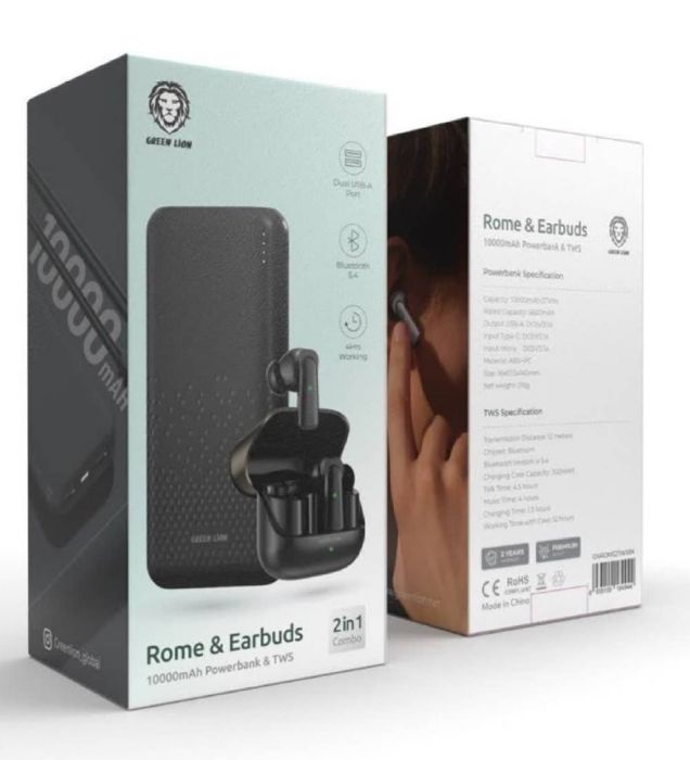 تصویر  هندزفری بی سیم گرین لاین مدل ROME AND EARBUDS به همراه پاوربانک