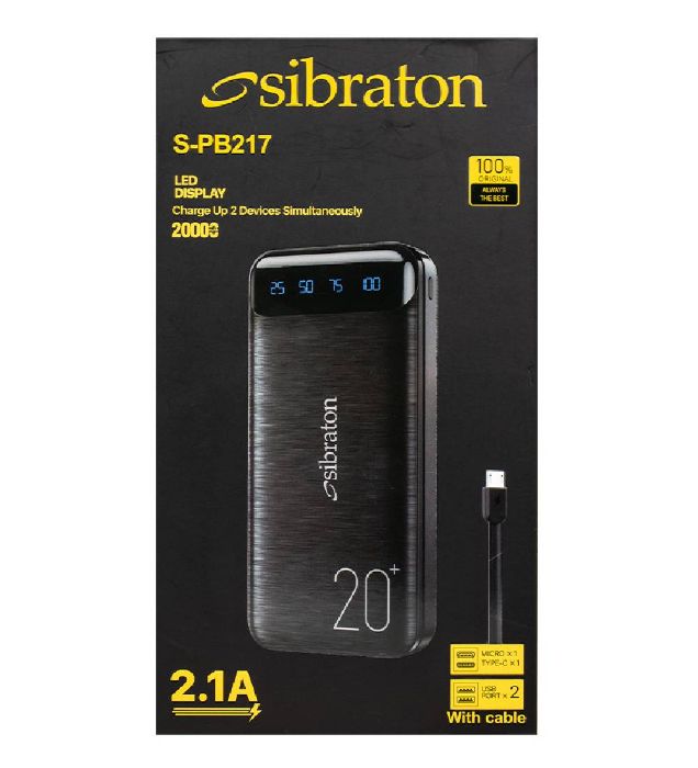 تصویر  پاوربانک سیبراتون مدل S-PB217 ظرفیت 20000 میلی آمپر ساعت