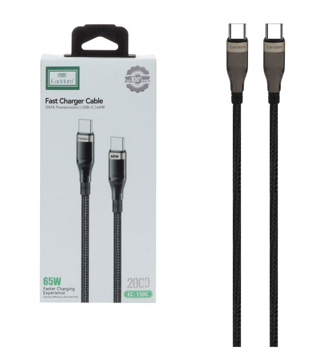 تصویر  کابل شارژ فست ارلدام تایپ سی به تایپ سی مدل EC-150C
