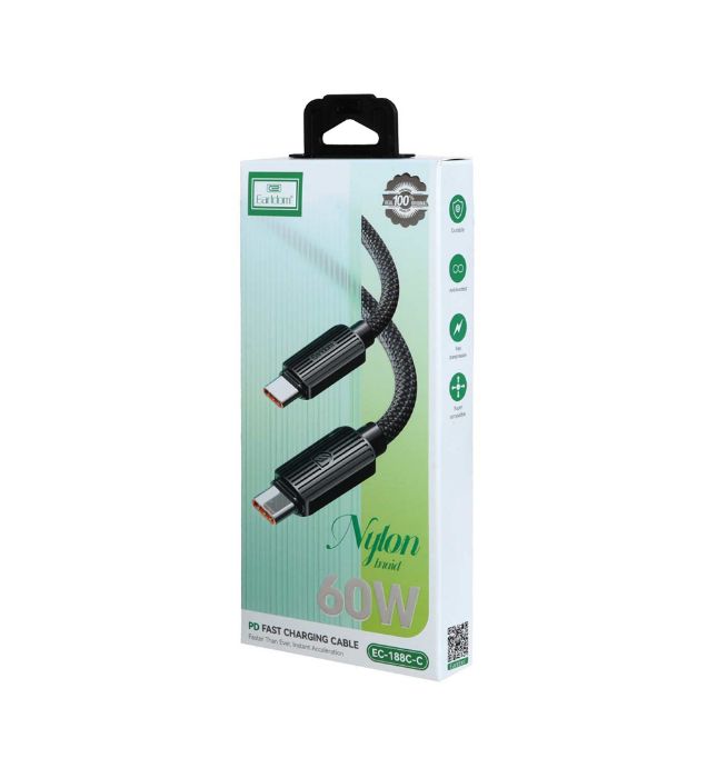 تصویر  کابل شارژ فست ارلدام تایپ سی به تایپ سی مدل EC-188C-C