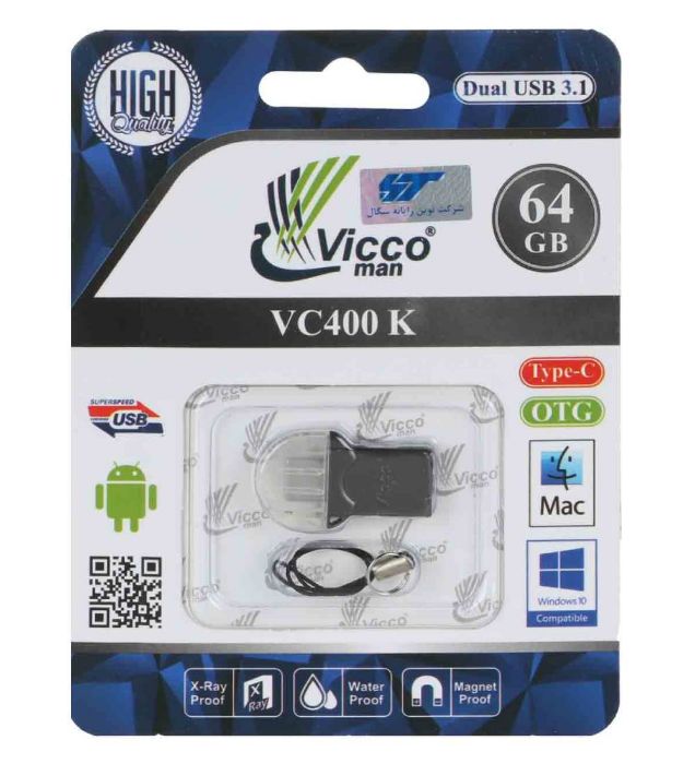 تصویر  فلش مموری OTG ویکومن مدل VC400 K USB 3.1 Type-C ظرفیت 64 گیگابایت