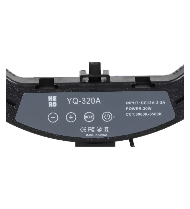 تصویر  رینگ لایت 12 اینچ هیرو مدل YQ-320A (بدون پایه)