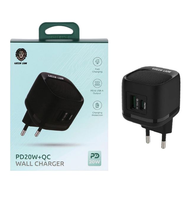 تصویر  شارژر دیواری فست دو پورت 20 وات گرین لاین مدل GNPDQ2EUWCBK