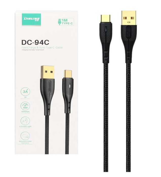 تصویر  کابل شارژ فست تایپ سی دینلاین مدل DC-94C