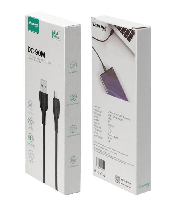 تصویر  کابل شارژ فست اندروید دینلاین مدل DC-90M