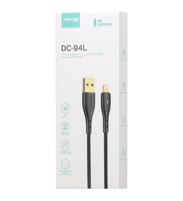 تصویر  کابل شارژ فست آیفون دینلاین مدل DC-94L