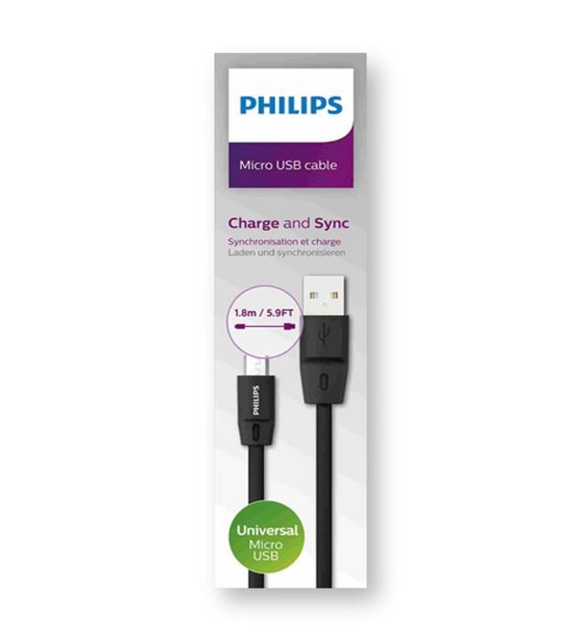 تصویر  کابل  USB به MicroUSB فیلیپس مدل DLC2519 CB طول 1.8 متر
